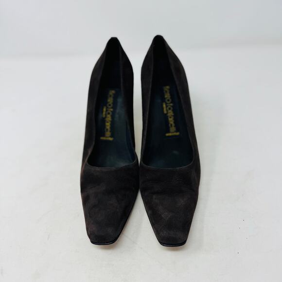 Vintage Renzo Fontanelli Chocolate Brown Suede Pumps Made in Italy Heel Size 8.5 - Picture 5 of 13